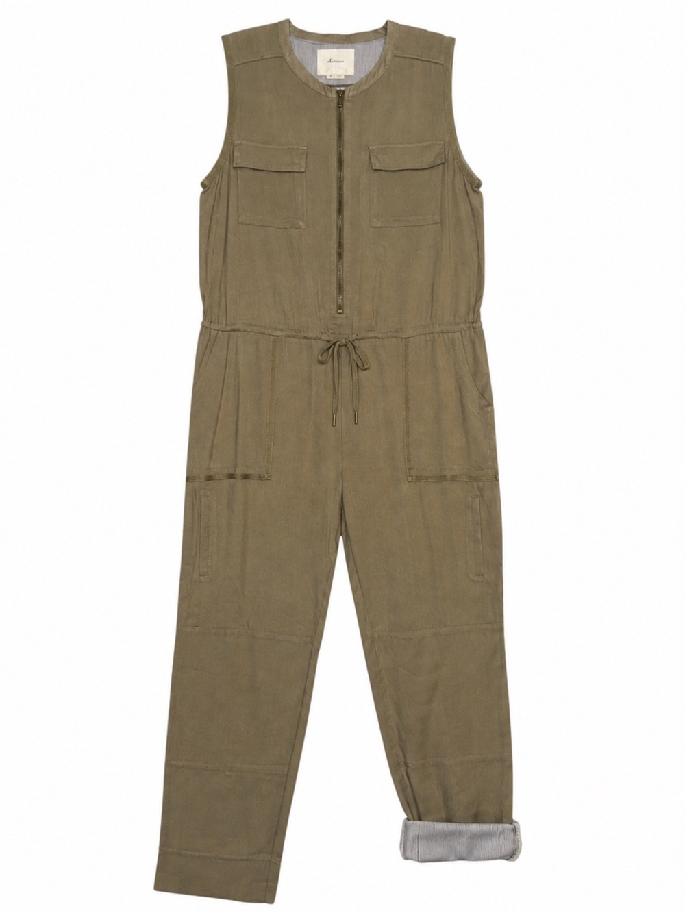 Anthropologie Elevenses Utility Sleeveless Jumpsuit in Olive Size Small